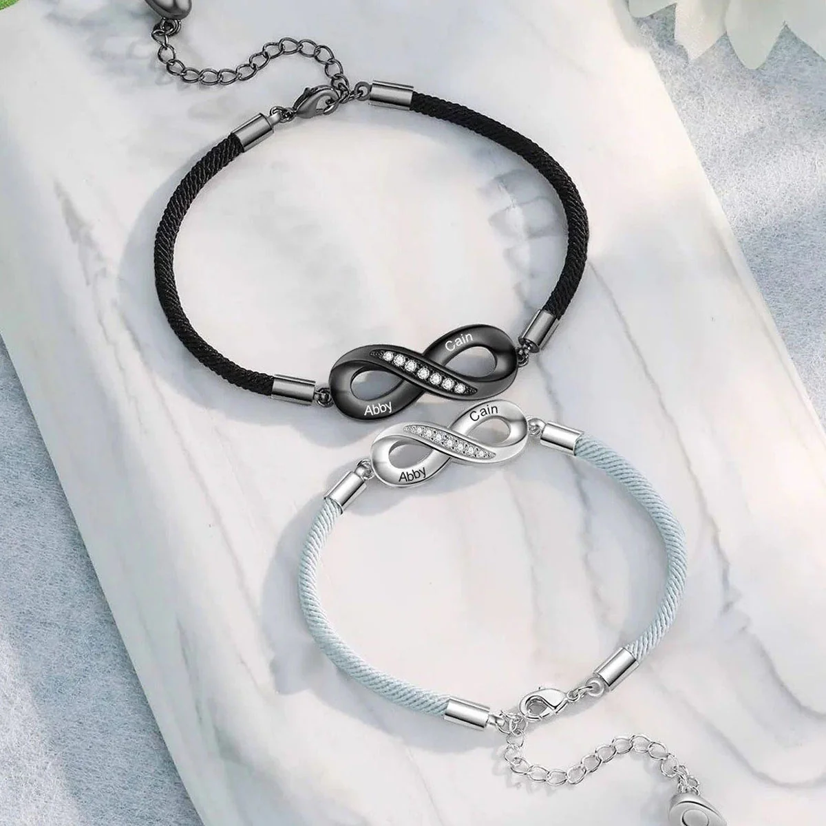 Personalized Couple Names Infinity Bracelets Set - Gift For Couple - Image 7