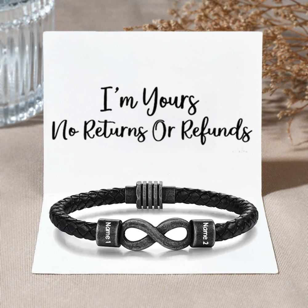 Personalized Couple names Leather Bracelet - Image 3