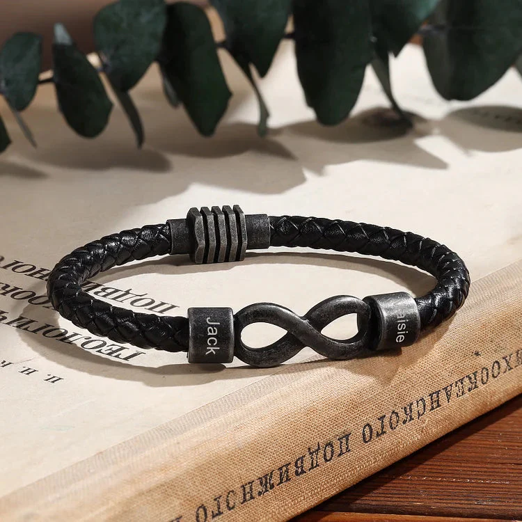 Personalized Couple names Leather Bracelet - Image 4