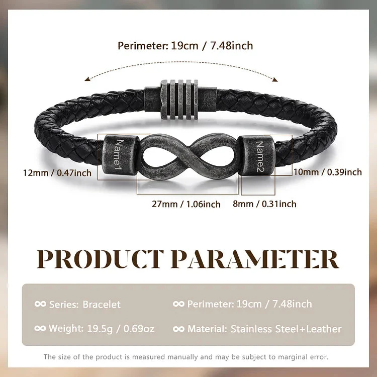 Personalized Couple names Leather Bracelet - Image 7