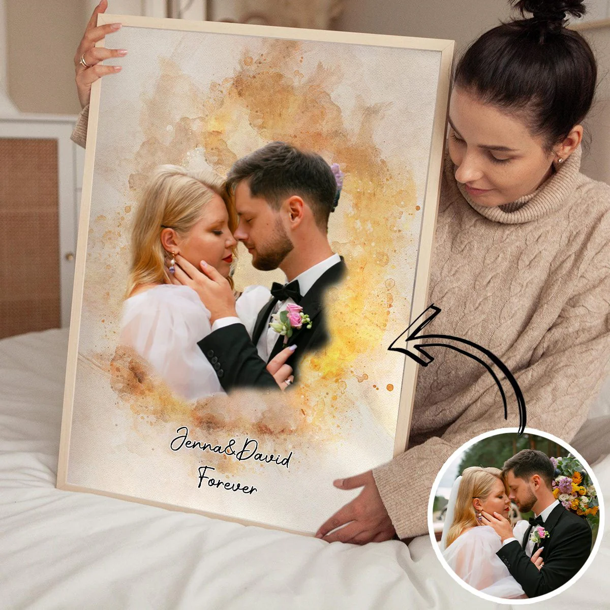 Personalized Couple Poster, couple portraits, customized wedding birthday gifts for husband and wife - Image 2