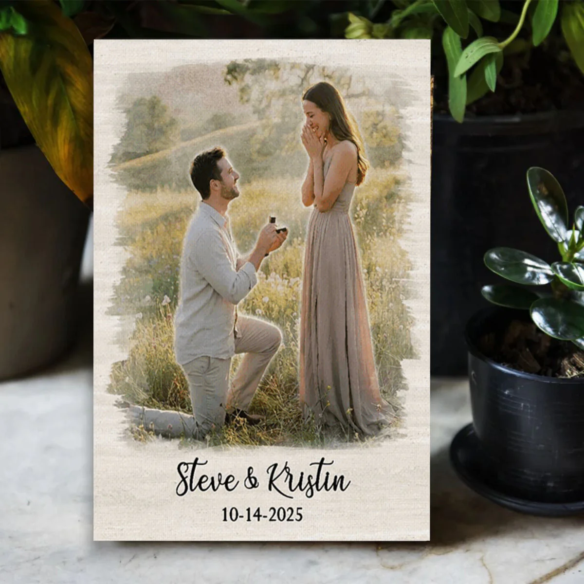 Personalized Couple Proposal Portrait Canvas Poster, Couple Proposal Gift, Engagement Gift for Him Her - Image 2