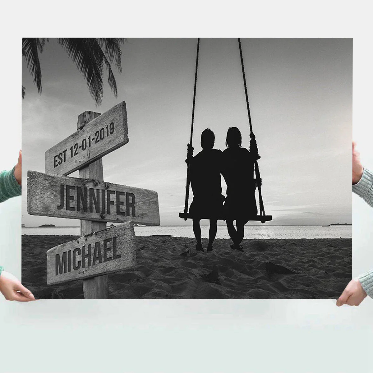 Personalized Couple Swing Names Canvas Poster - Image 3