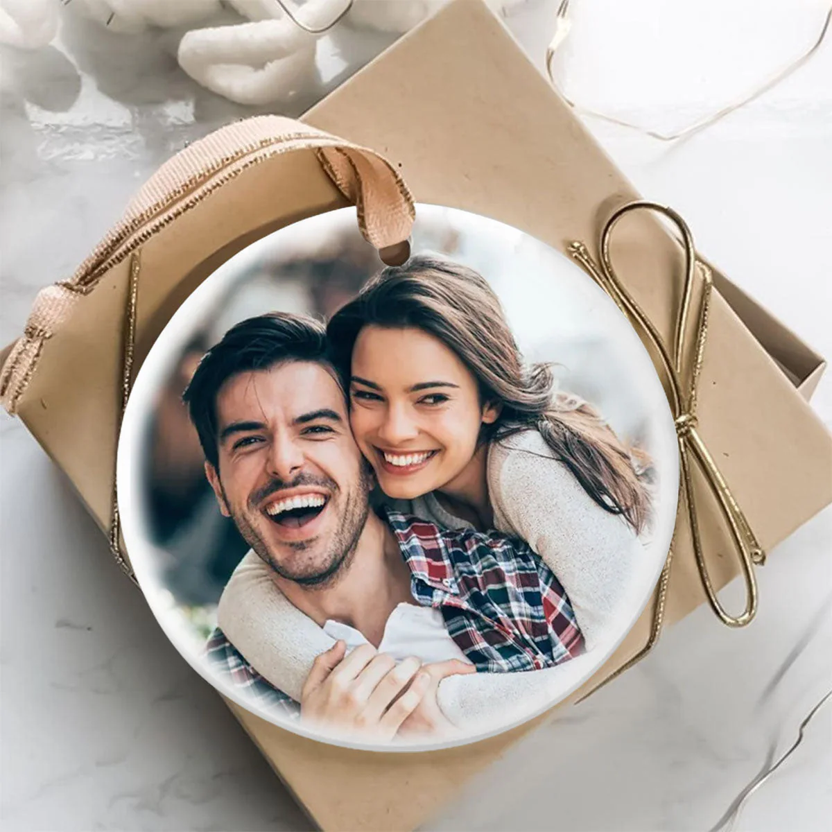Personalized Couple Turtle City Map Ceramic Ornament - Custom Map & Photo Gift - Image 5