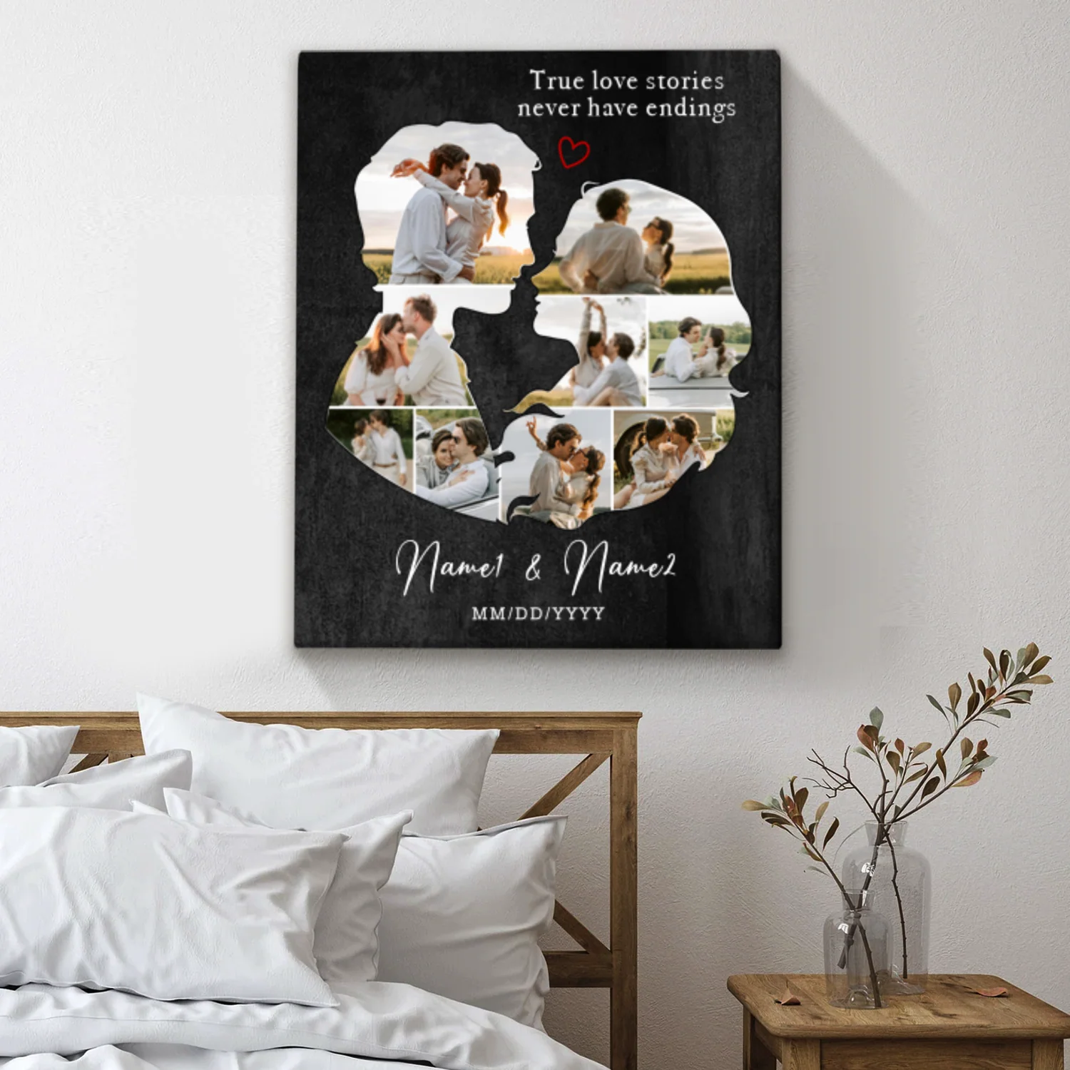 Personalized Couples Canvas Art, Gift For Husband Wife, Couples Wall Art For Bedroom, Wedding Engagement Gift For Couple - Image 2