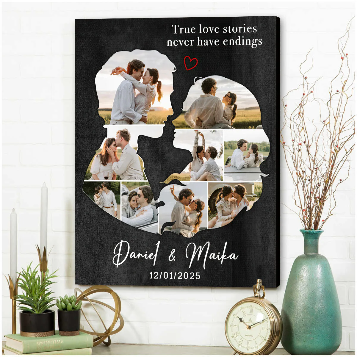 Personalized Couples Canvas Art, Gift For Husband Wife, Couples Wall Art For Bedroom, Wedding Engagement Gift For Couple - Image 4