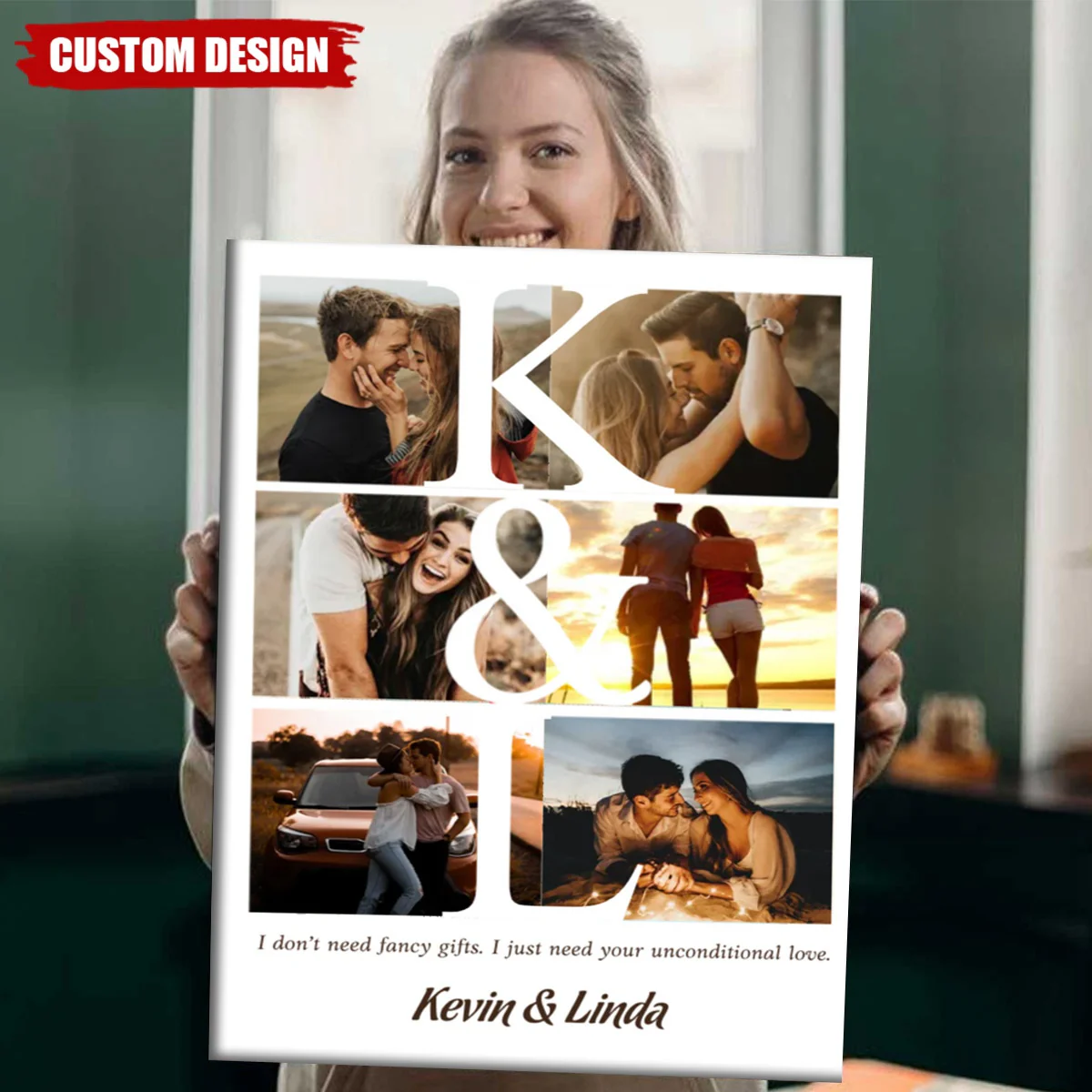 Personalized Couples Canvas Print, Photo Collage Gift For Couple, Engagement Gift - Image 2