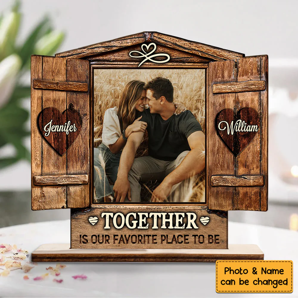 Personalized Couples Custom Photo Home Is Where The Heart Is Wood Plaque - Image 4