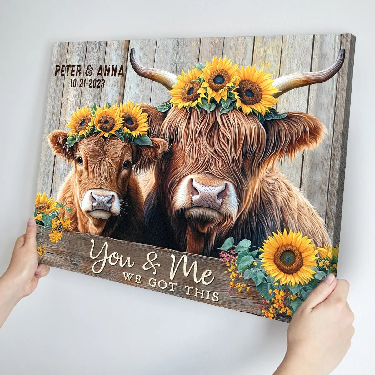 Personalized Couples Gifts Rustic Farmhouse Decor Highland Cows Canvas - Image 4