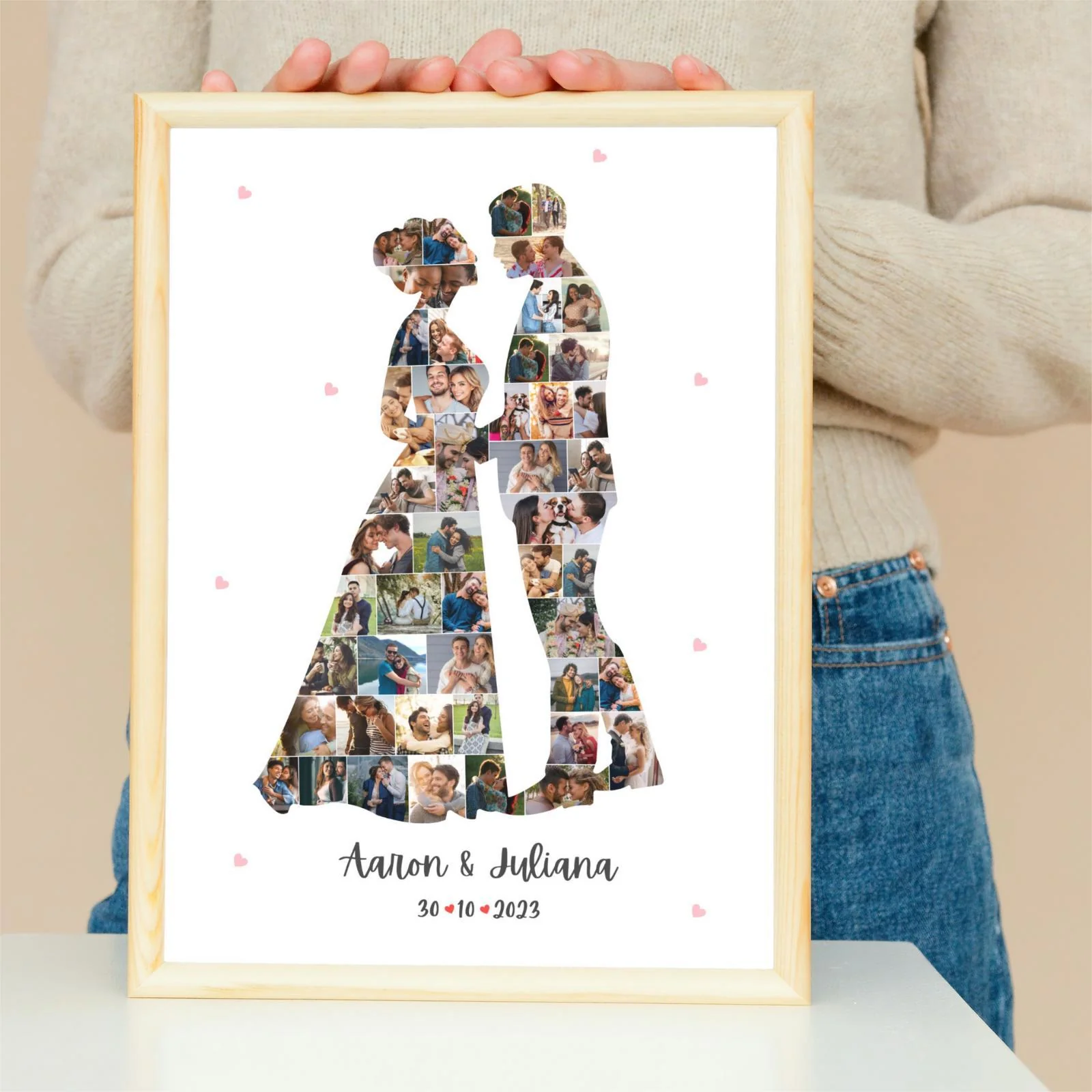 Personalized Couples Photo Collage Canvas Poster, Valentine’s Day Gift, Anniversary DIY - Image 2