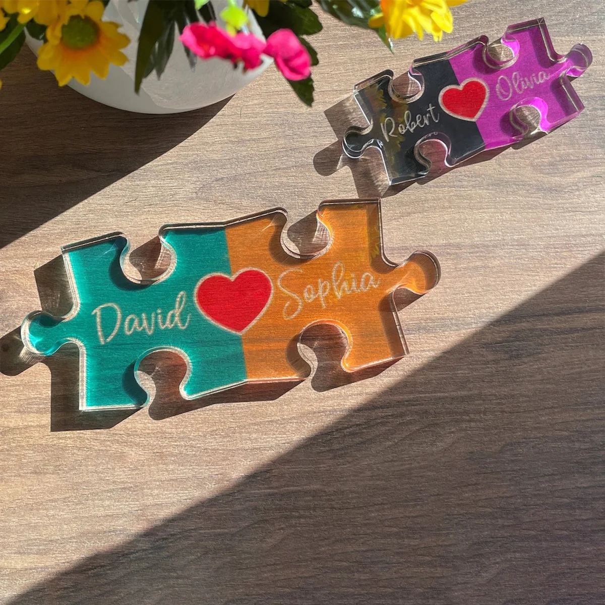 Personalized Couples Puzzle Name Sign Acrylic Plaque,Valentine Home Decor, Valentine Gift for Him, Her - Image 6