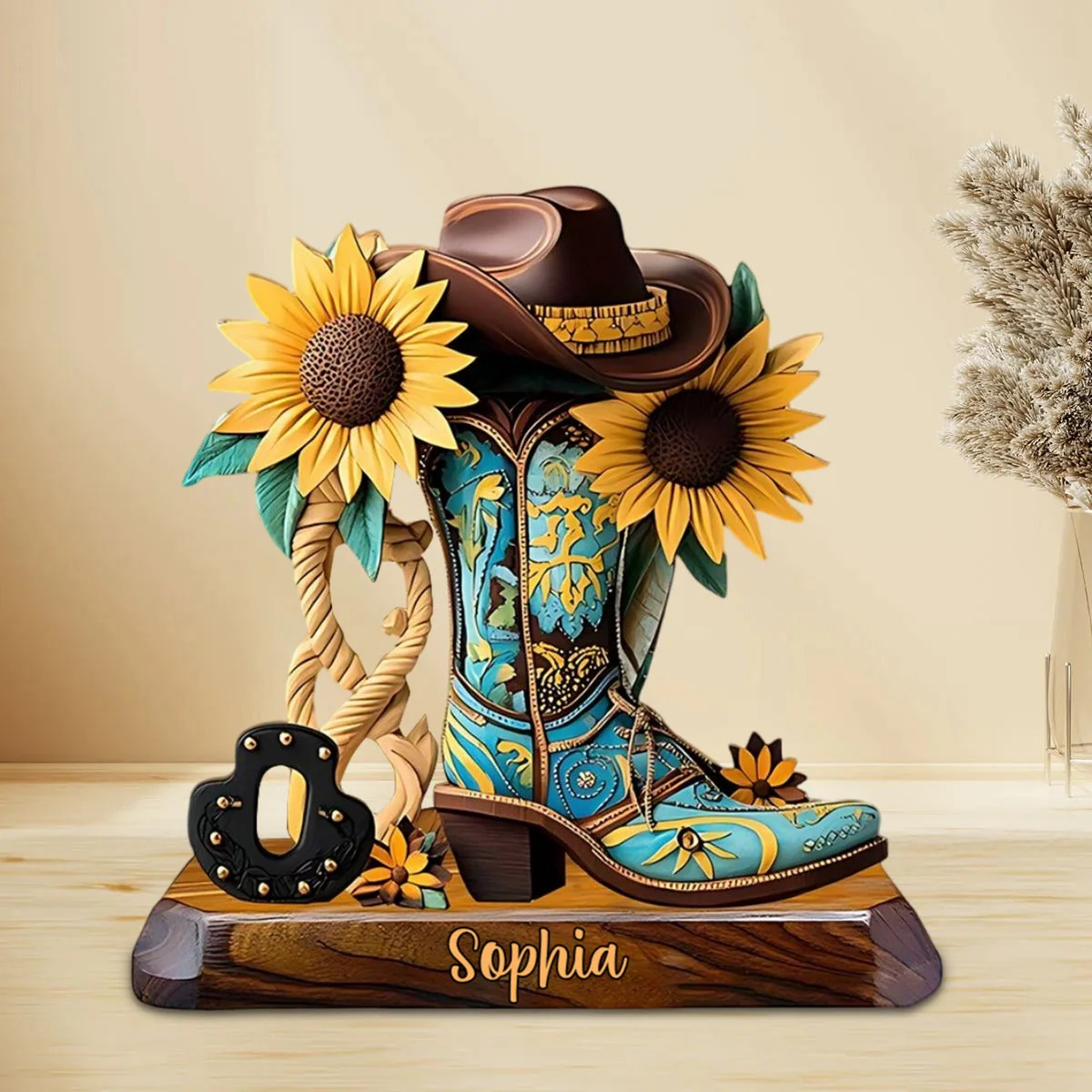 Personalized Cowgirl Boots Custom Shaped Acrylic Plaque - Image 2