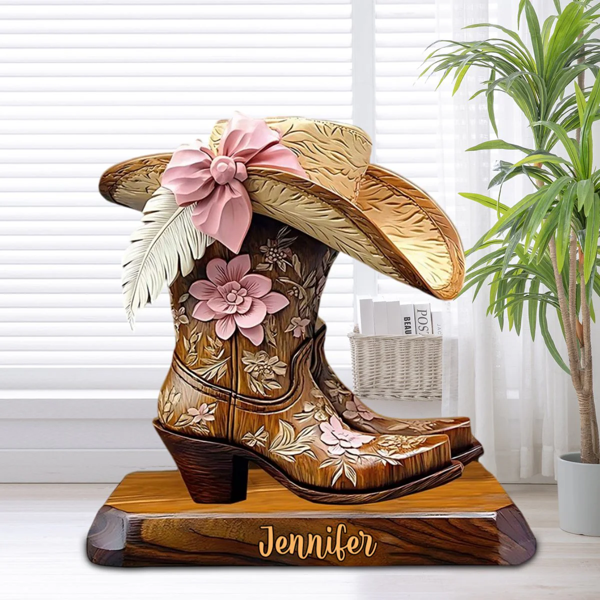 Personalized Cowgirl Boots Custom Shaped Acrylic Plaque - Image 3