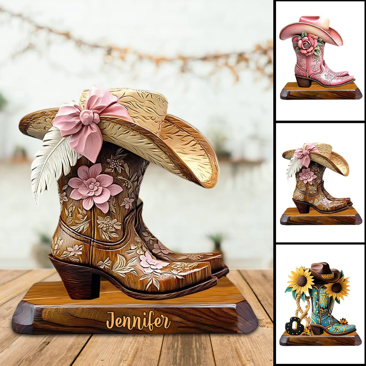 Personalized Cowgirl Boots Custom Shaped Acrylic Plaque - Image 5