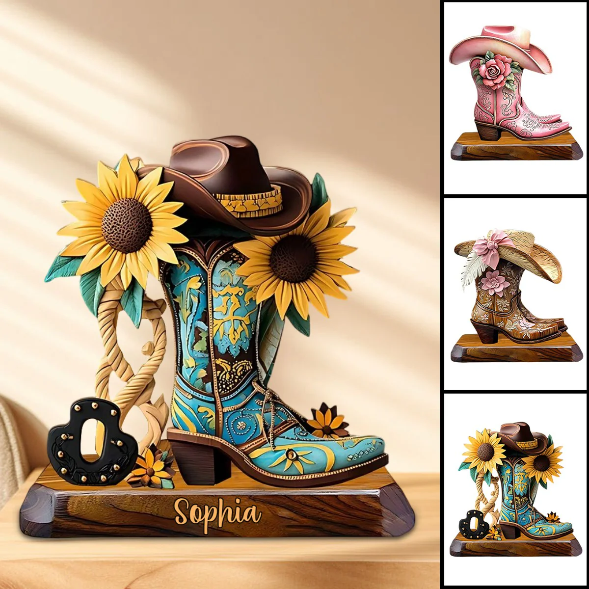 Personalized Cowgirl Boots Custom Shaped Acrylic Plaque - Image 6