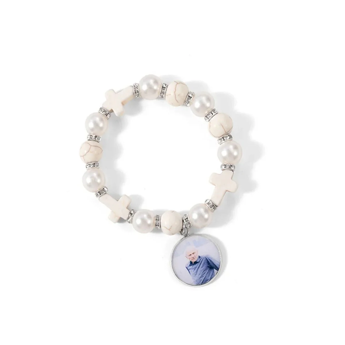 Personalized Cross Elastic Cord Commemorative Bracelet With Angel Wings - Image 12