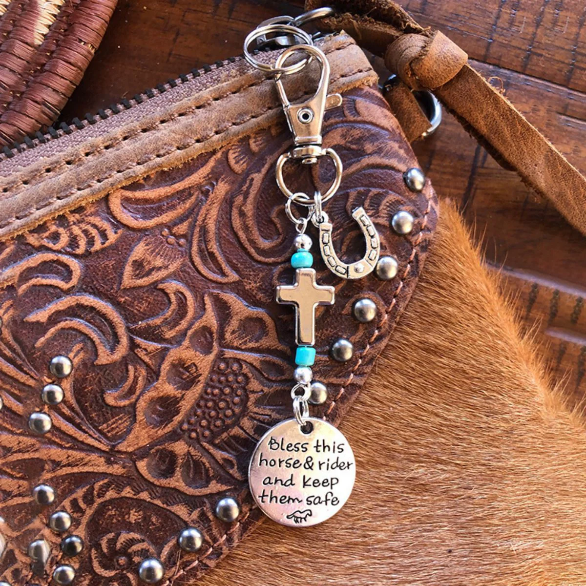 Personalized Cross Horseshoe Horse Saddle Beads Charm With Name - Image 4