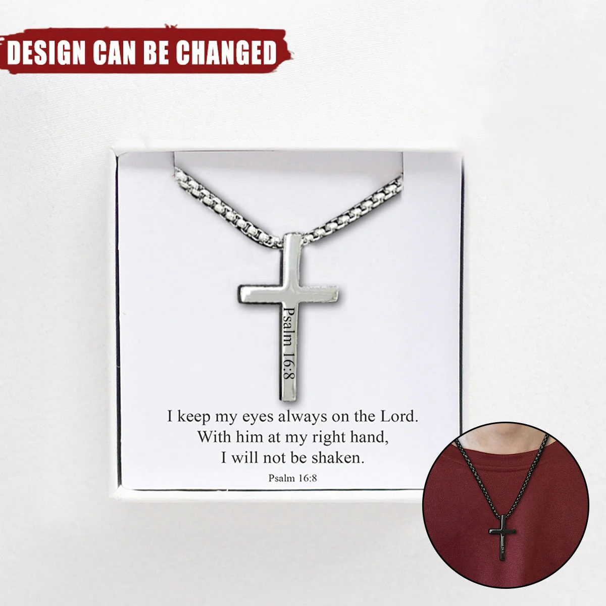 Personalized Cross Necklace Custom Engraved Pendant with Chain - Image 5