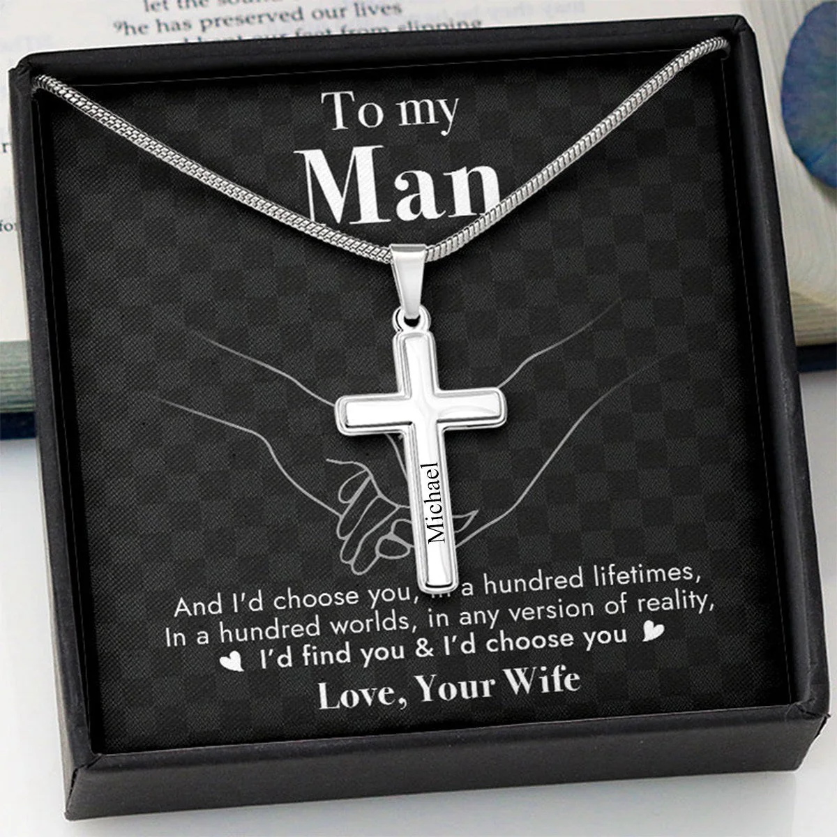 Personalized Cross Necklace, Gift For Him - Image 4