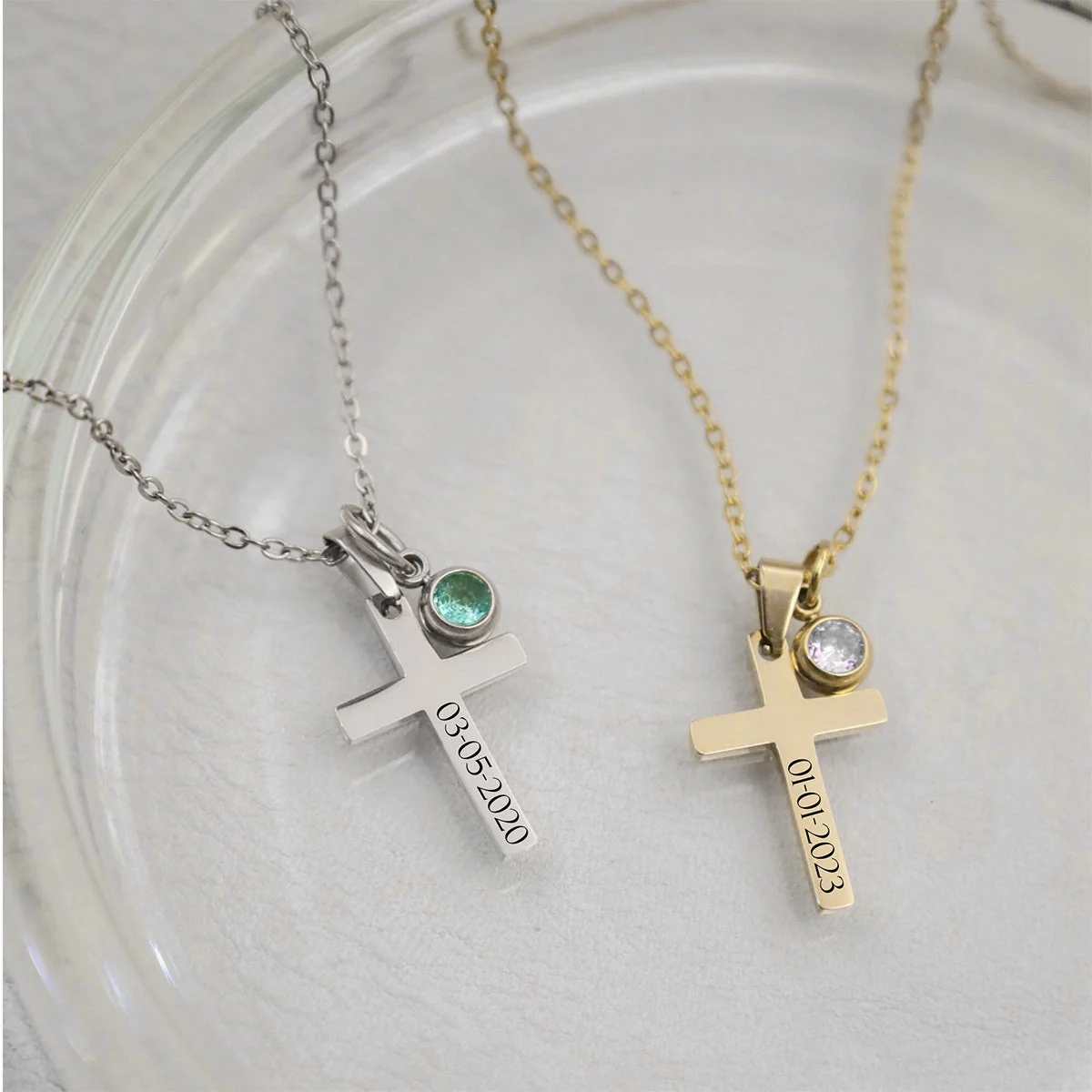 Personalized cross necklace with birthstone, confirmation gift for her - Image 5
