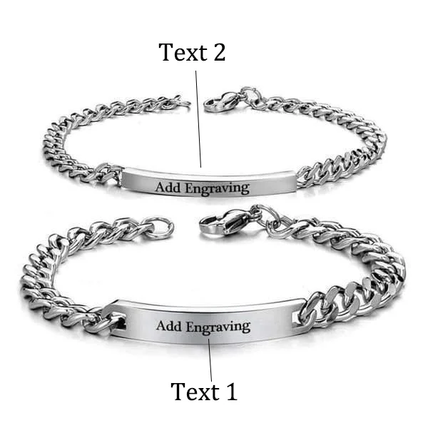 Personalized Cuban Chain Couple Bracelets Custom Names Matching Bracelet - Image 6