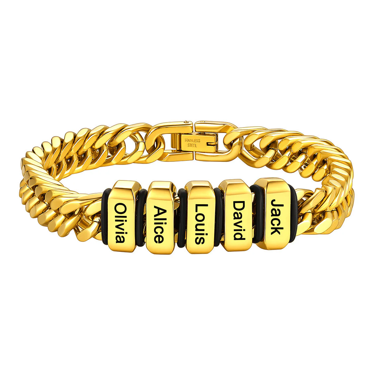 Personalized Cuban Chain Name Beads Bracelet Gift For Dad, Son, Husband - Image 6