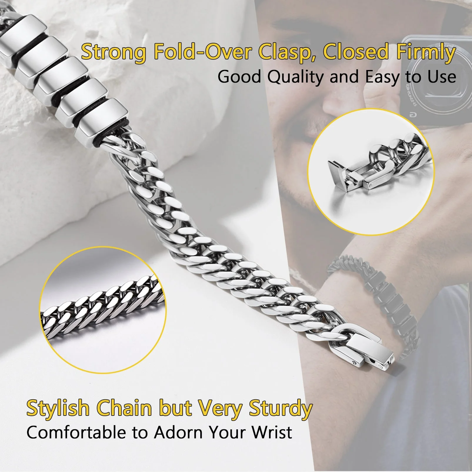 Personalized Cuban Chain Name Beads Bracelet Gift For Dad, Son, Husband - Image 9