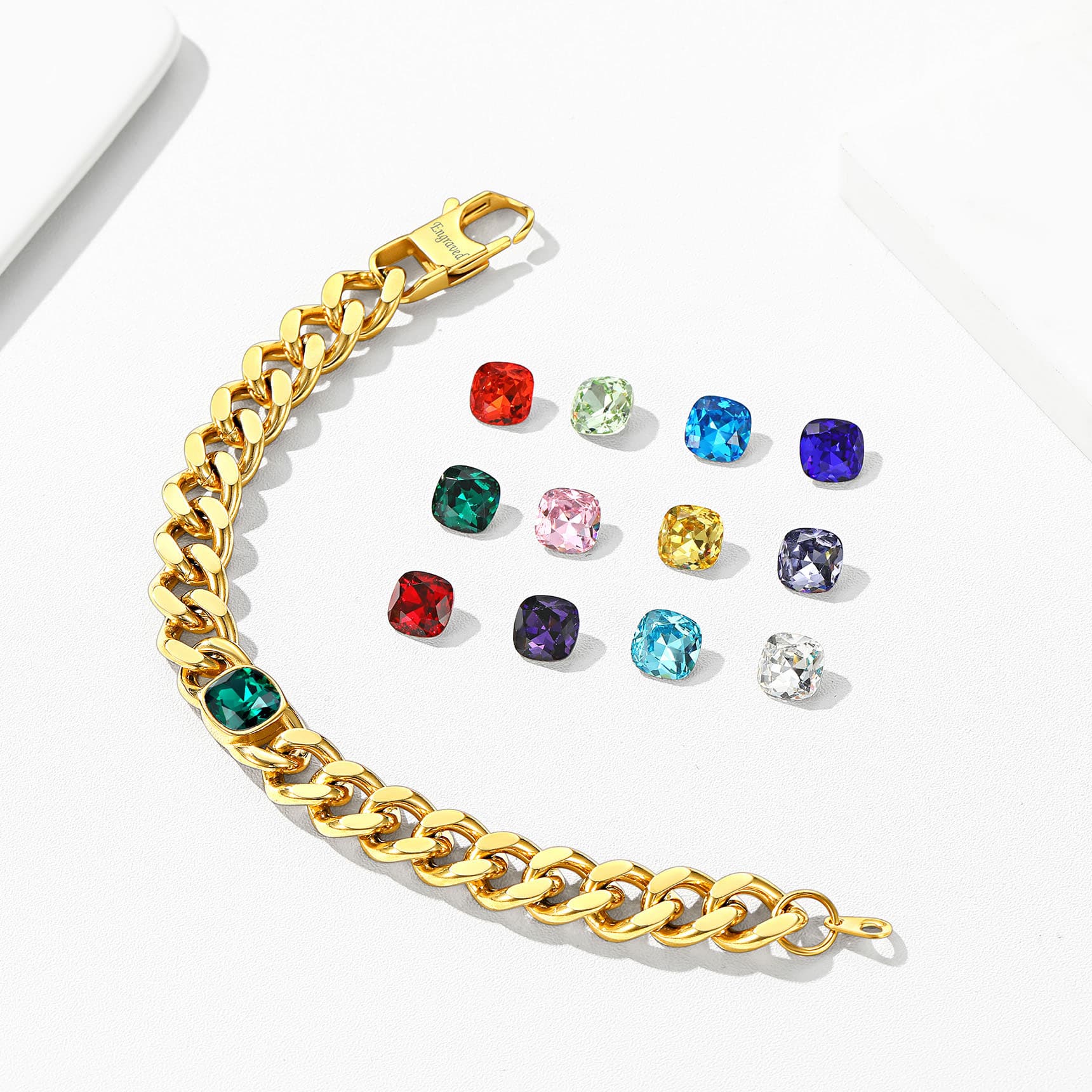 Personalized Cuban Link Birthstone Bracelet For Men Women - Image 7