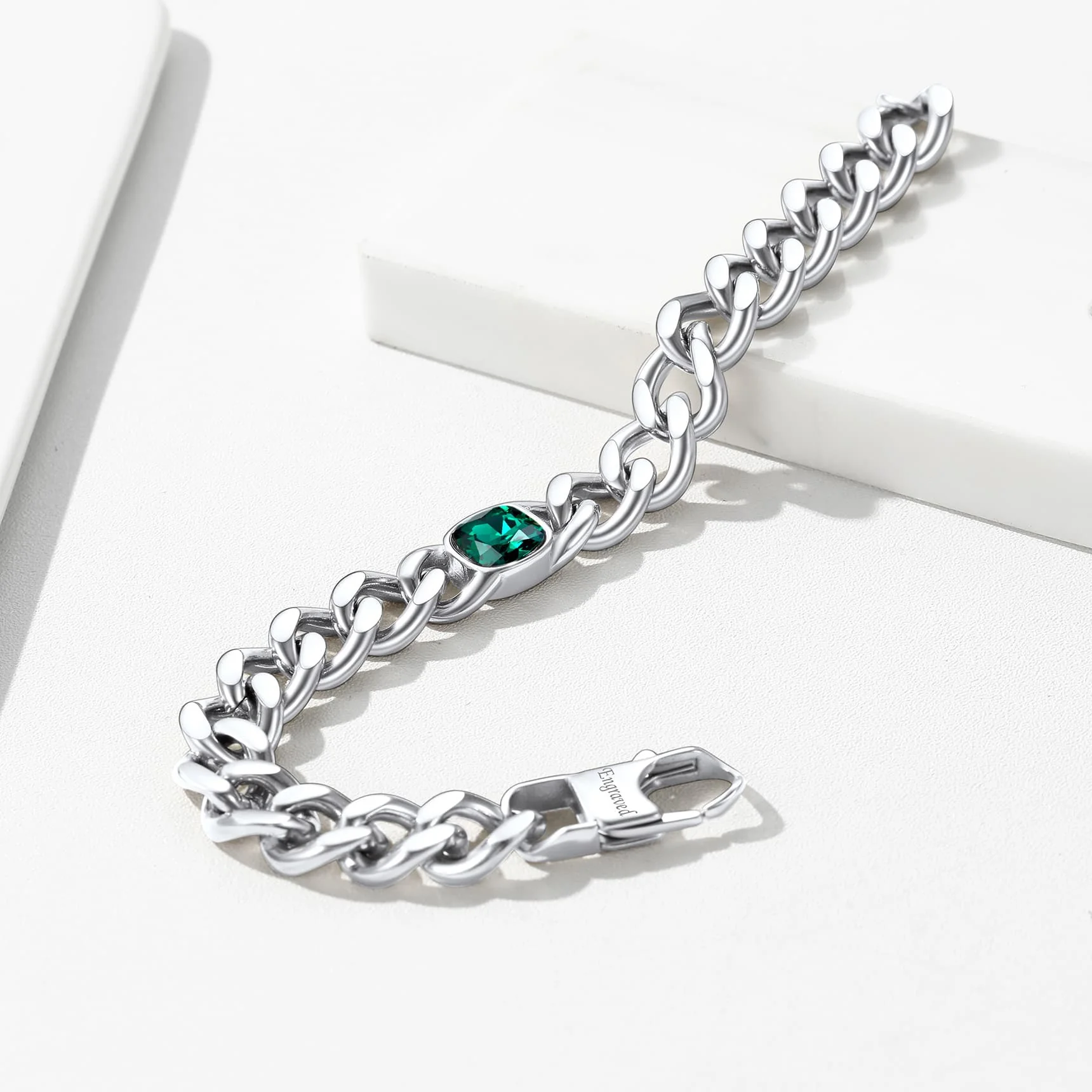 Personalized Cuban Link Birthstone Bracelet For Men Women - Image 8
