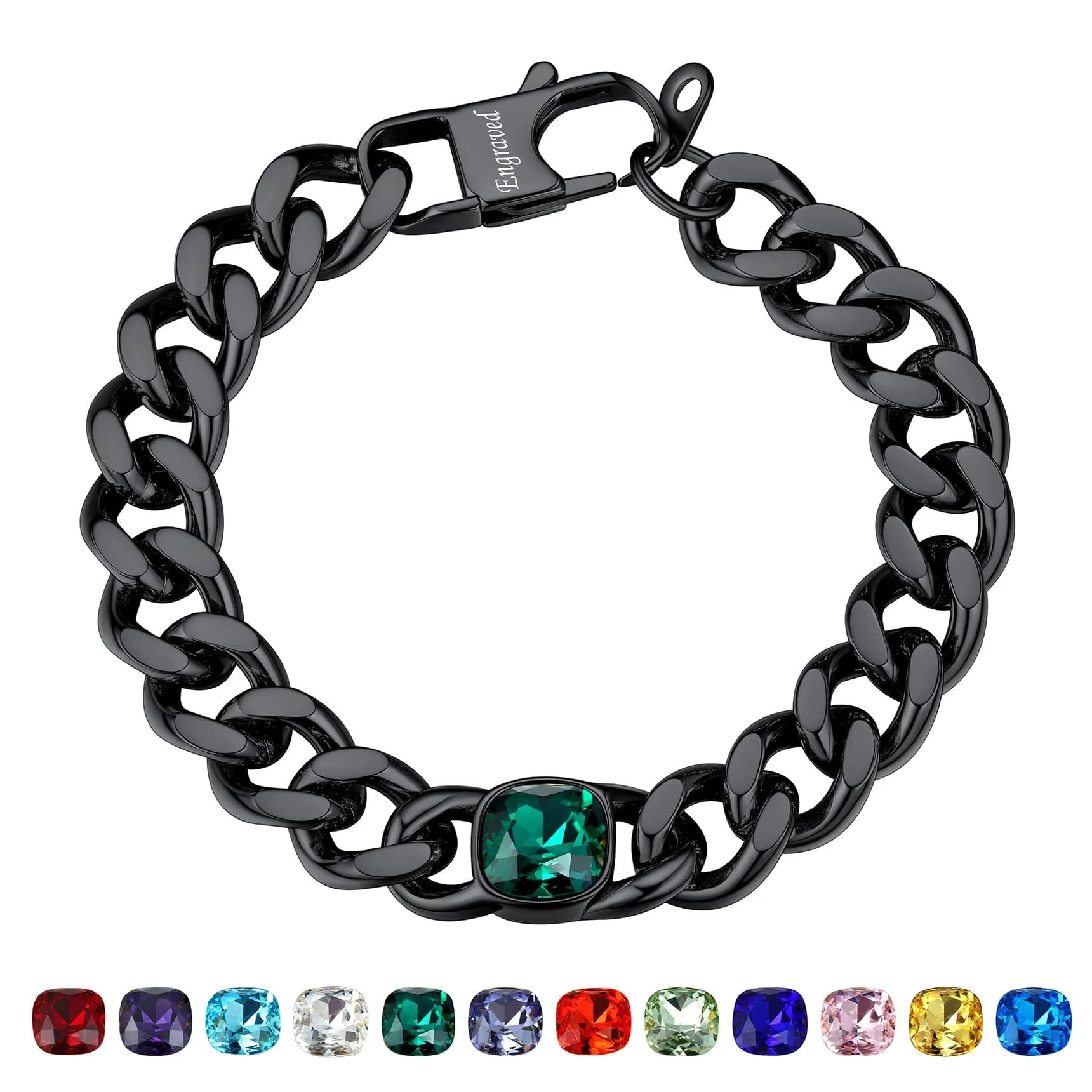 Personalized Cuban Link Birthstone Bracelet For Men Women - Image 9