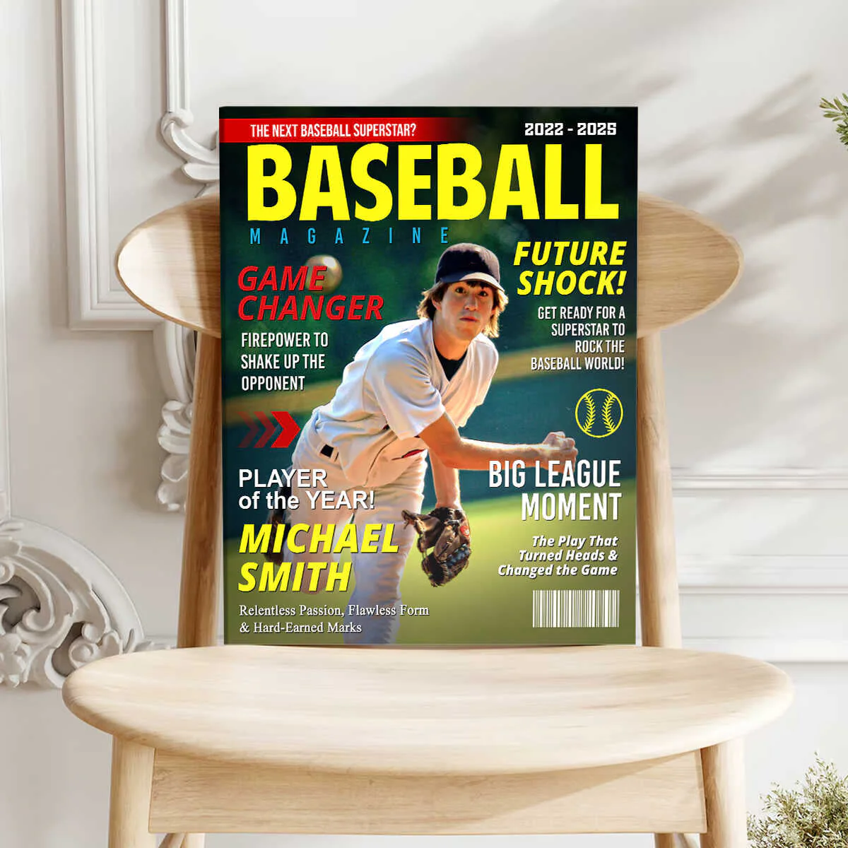Personalized Custom Baseball Magazine Cover Canvas, Graduation Gifts for Baseball Player - Image 2