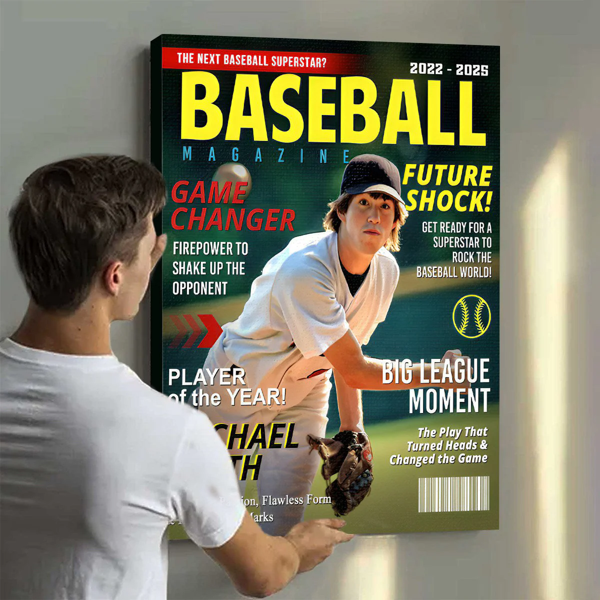 Personalized Custom Baseball Magazine Cover Canvas, Graduation Gifts for Baseball Player - Image 3