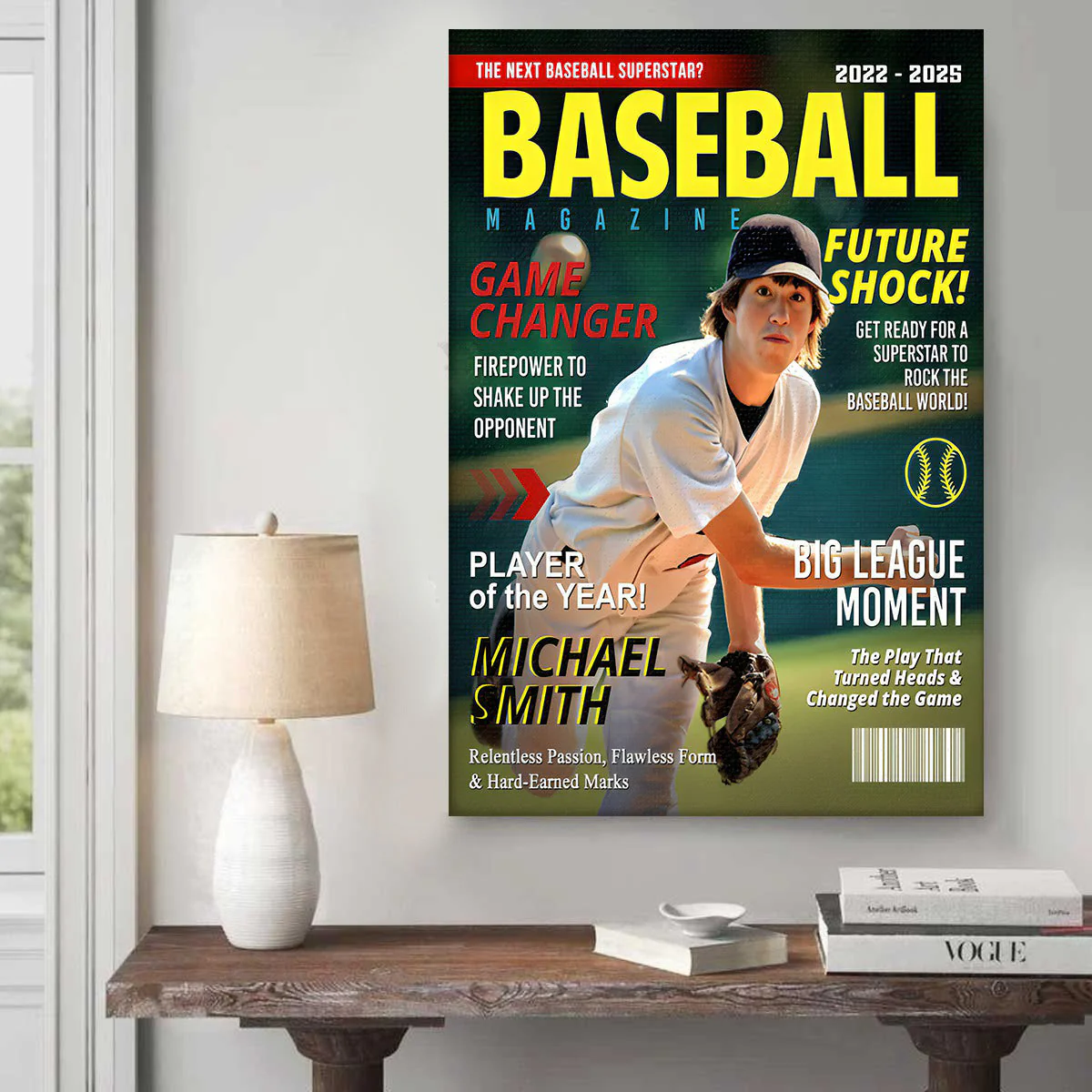 Personalized Custom Baseball Magazine Cover Canvas, Graduation Gifts for Baseball Player - Image 5