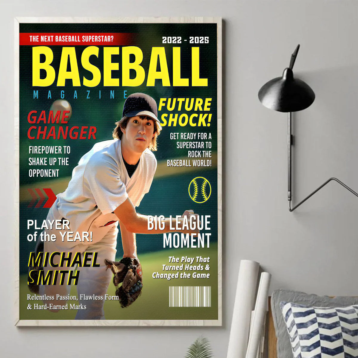 Personalized Custom Baseball Magazine Cover Canvas, Graduation Gifts for Baseball Player - Image 6