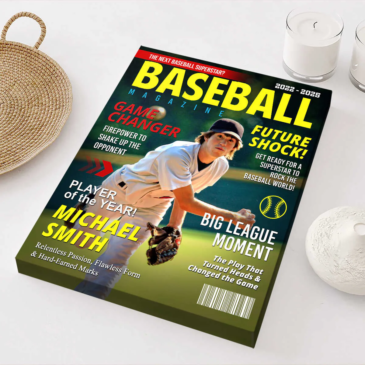 Personalized Custom Baseball Magazine Cover Canvas, Graduation Gifts for Baseball Player - Image 7
