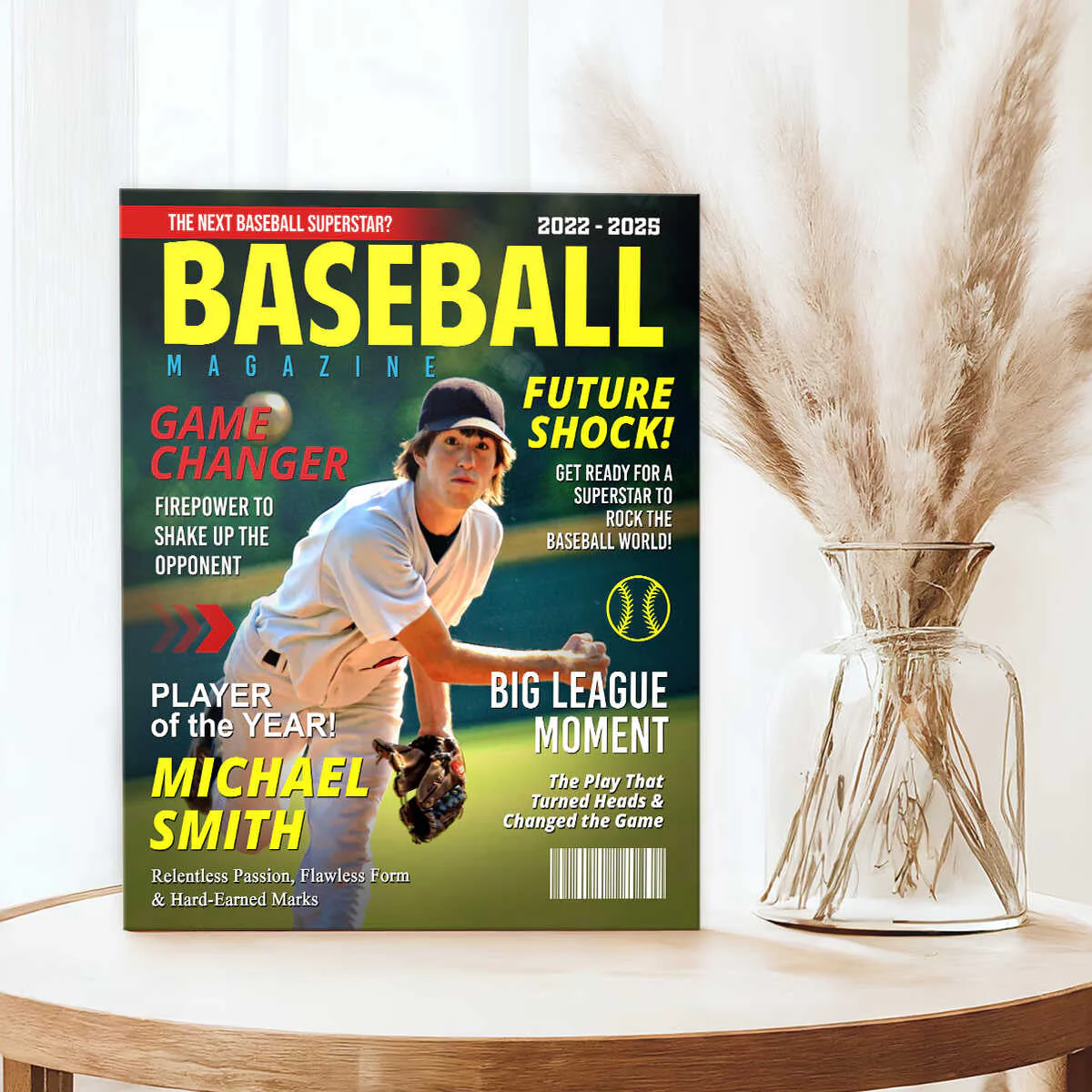 Personalized Custom Baseball Magazine Cover Canvas, Graduation Gifts for Baseball Player - Image 8