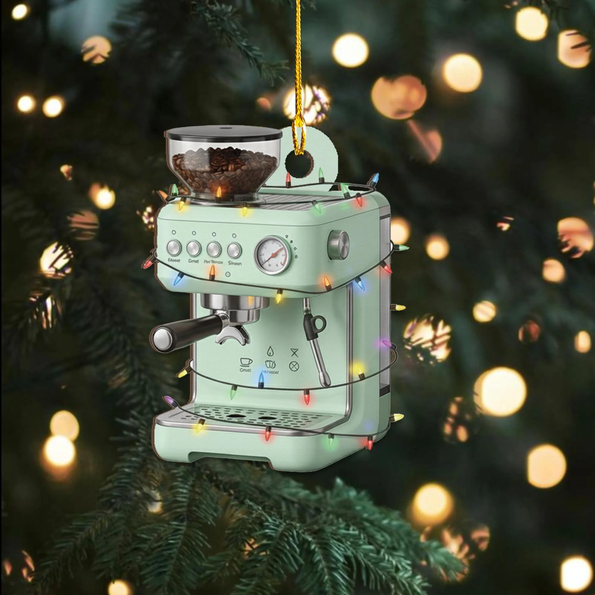 Personalized Custom Coffee Grinder Ornament: Barista Gift, Christmas Tree Decor - Image 2