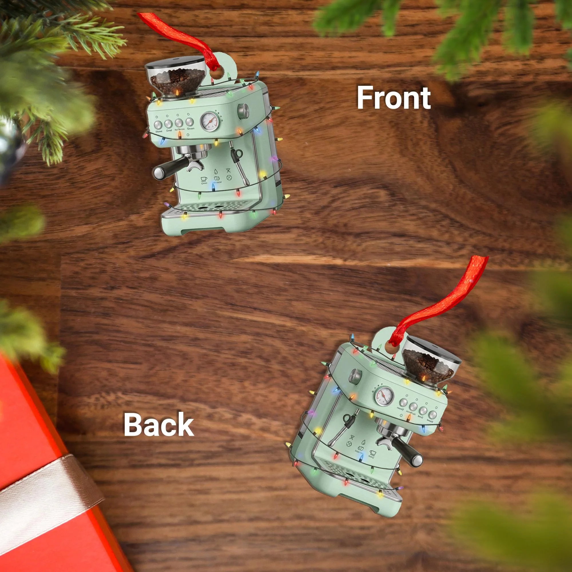 Personalized Custom Coffee Grinder Ornament: Barista Gift, Christmas Tree Decor - Image 4