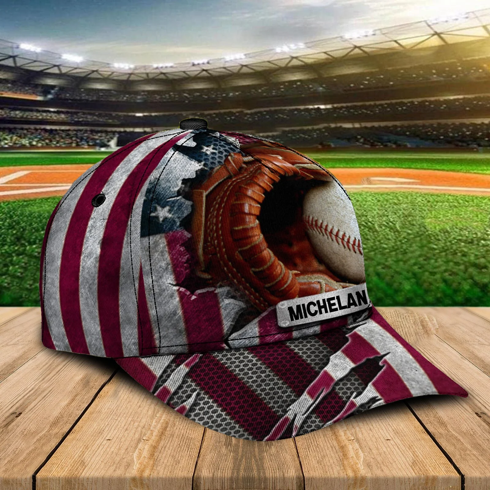 Personalized Custom Crack Baseball Flag Classic Cap - Image 3