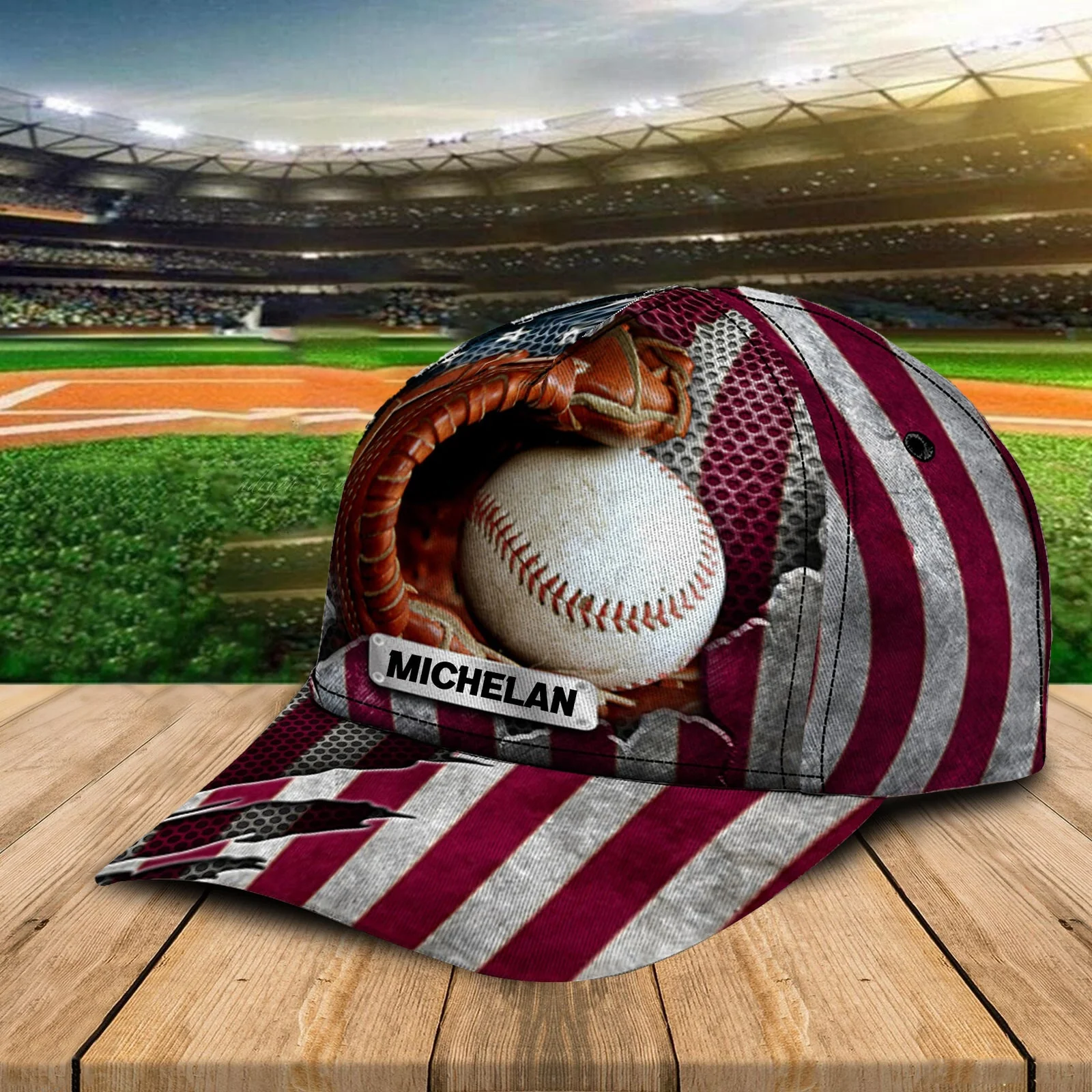 Personalized Custom Crack Baseball Flag Classic Cap - Image 5