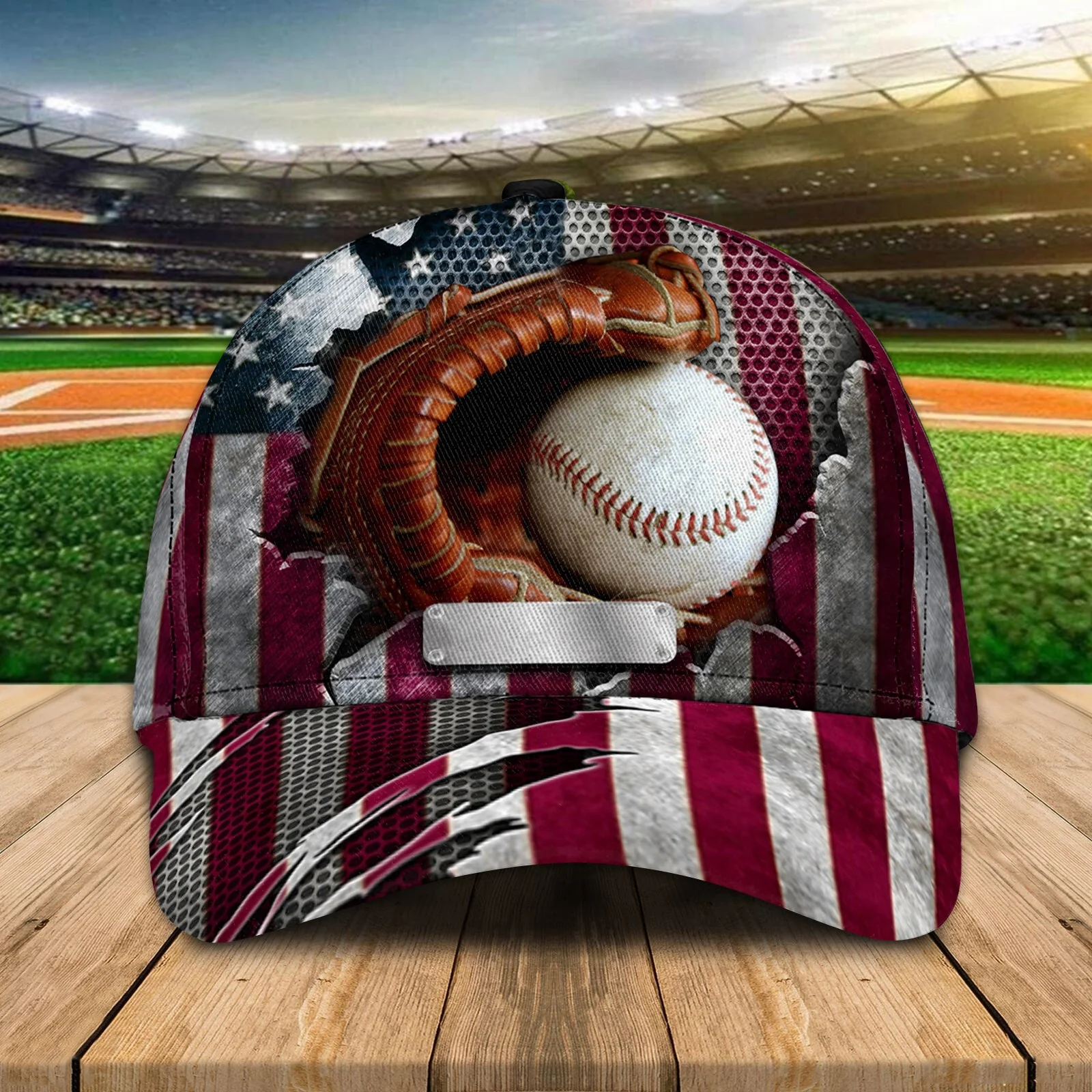 Personalized Custom Crack Baseball Flag Classic Cap - Image 6