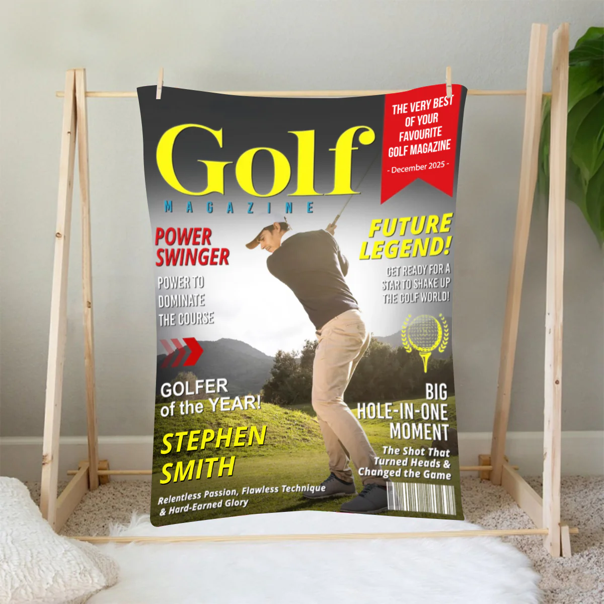 Personalized Custom Golf Magazine Cover Blanket, Golf Gift, Unique Gift for Golf Lovers, Gifts for Golf Coach - Image 2