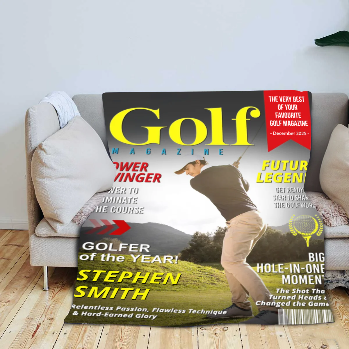Personalized Custom Golf Magazine Cover Blanket, Golf Gift, Unique Gift for Golf Lovers, Gifts for Golf Coach - Image 3