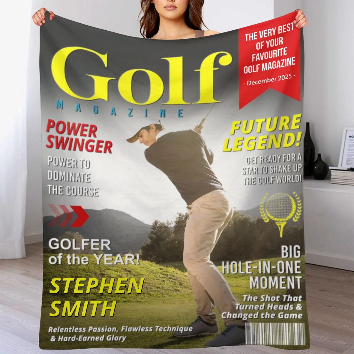Personalized Custom Golf Magazine Cover Blanket, Golf Gift, Unique Gift for Golf Lovers, Gifts for Golf Coach - Image 6