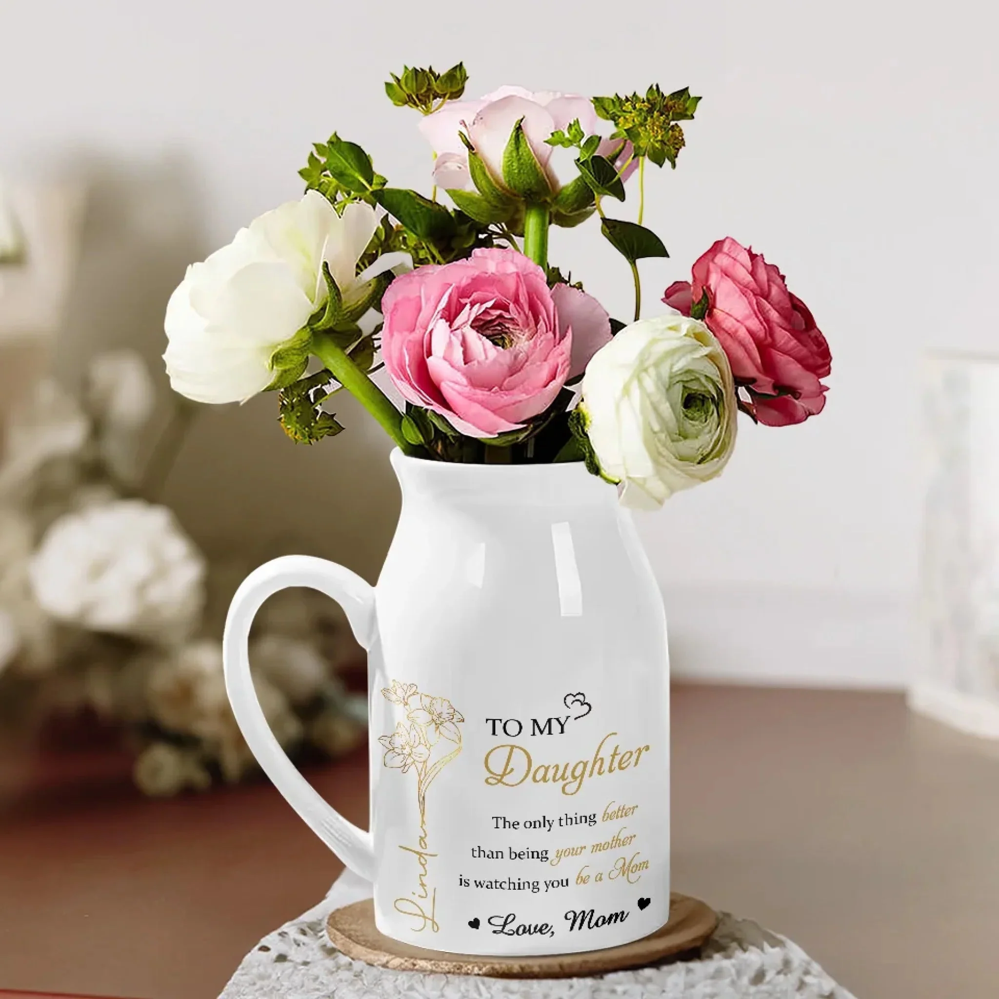 Personalized Custom Home Decor Flower Vase - House Warming Gift For Daughter, Granddaughter - Image 4