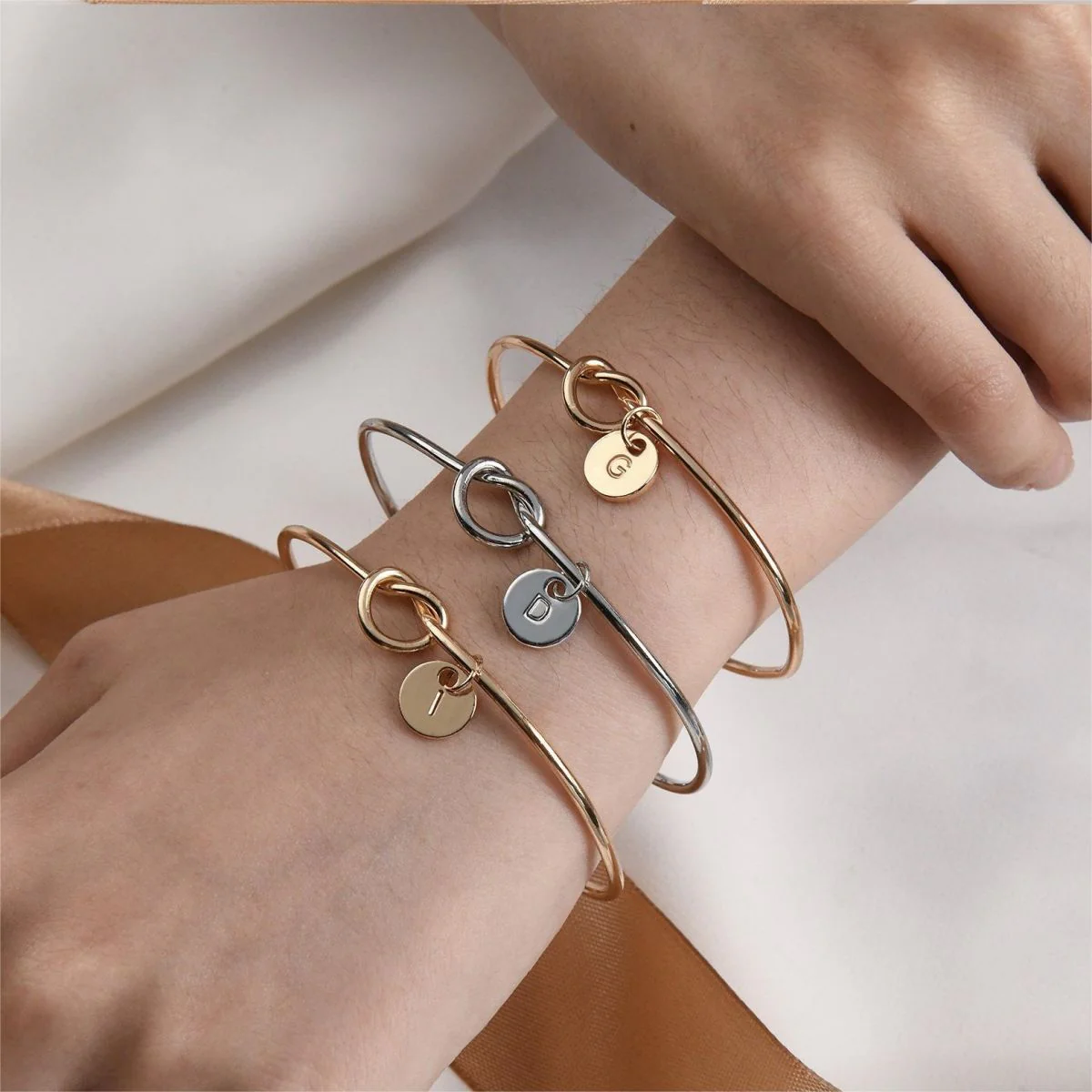 Personalized Custom Letter Tie the Knot Bracelet - Image 2