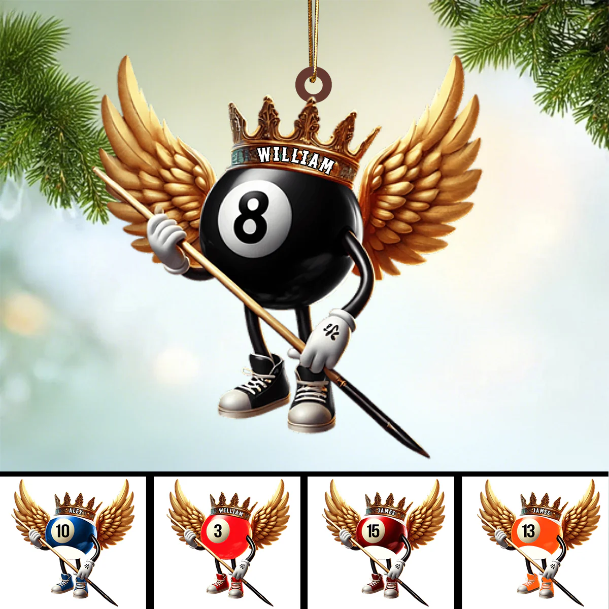 Personalized Custom Name Billiard Ornament, Billiard Lover Christmas Gift - Image 2