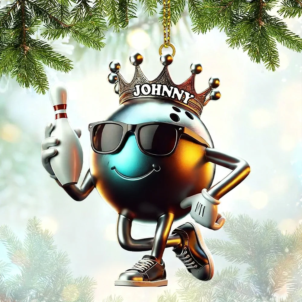 Personalized Custom Name Bowling Christmas Ornament, Bowling Lover Christmas Gift - Image 2
