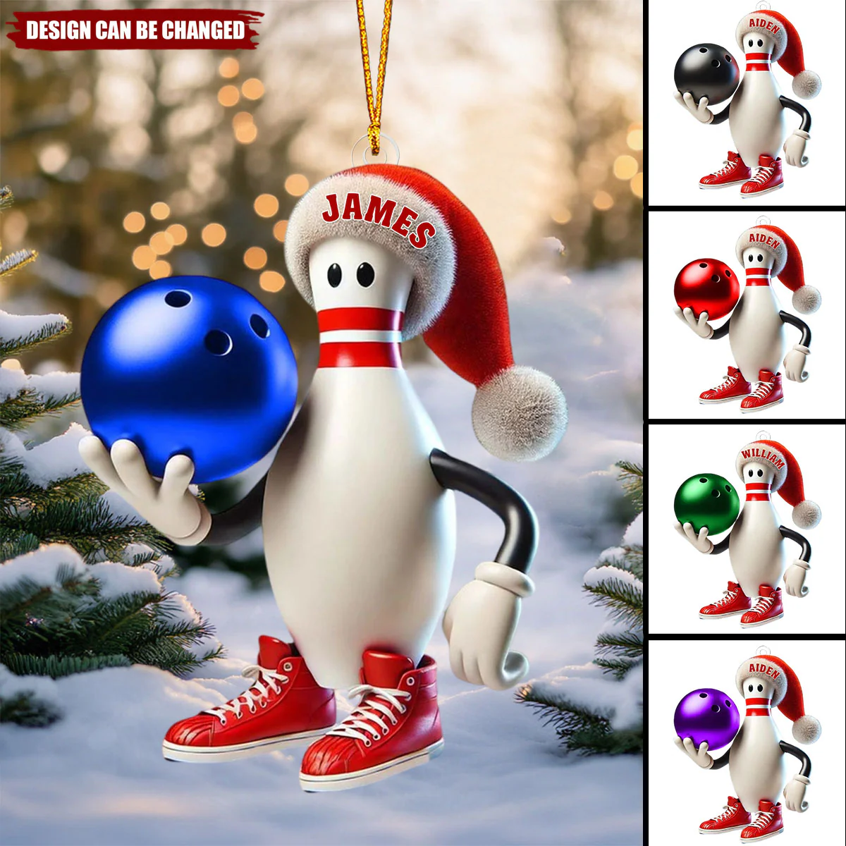 Personalized Custom Name Bowling Christmas Ornament, Gift For Bowling Lover - Image 2