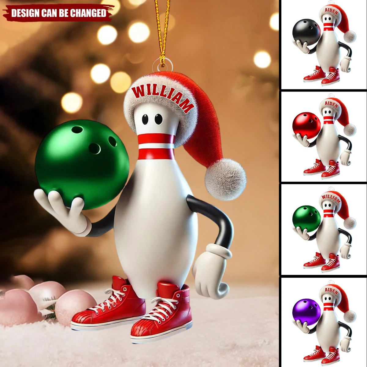 Personalized Custom Name Bowling Christmas Ornament, Gift For Bowling Lover - Image 3